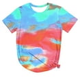 thumbnail image 1 of CHOK Hauts d'Été pour Femmes, T-Shirt Imprimé Teinture sur Nœuds à Col Rond et Manches Courtes, Tunique Décontractée pour Vacances, 1 of 5