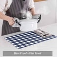 thumbnail image 4 of Navy Blue Check Placemats for Dinning Table Set of 6, Farmhouse Buffalo Plaid Blue Burlap Kitchen Place Mats Waterproof Cloth Table Mats, Indoor Outdoor Placemats Easy Clean Dinner Decor, 4 of 8