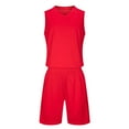 thumbnail image 2 of YHAJDS Boys 2 Piece Soccer Vest Set Sleeveless V Neck Solid Color Tank Top with Shorts, 2 of 5