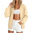 thumbnail image 6 of Otntypg Women's Baseball Varsity Jacket Casual Fall Snap Button Down Cardigan Outwear Coat Lightweight Fashion School Bomber Jacket with Pockets, 6 of 9