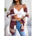 thumbnail image 2 of Open Front Cardigan Casual Striped Cardigan Chunky Below Hip Length For Home Office School For Women ANGGREK Ropa, 2 of 8