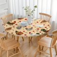 thumbnail image 3 of Beige Chicken Red Flower Pattern Round Fitted Tablecloth with Elastic Edge,Dining Table Cover Waterproof,Outdoor Round Tablecloth for Camping,Dining,Indoor and Outdoor, 3 of 7