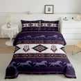 thumbnail image 2 of jejeloiu Retro Boho Aztec Bedding Comforter Set,Rustic Farmhouse Tribal Twin Comforter Sets,Purple Horse Silhouette Bedding Set For Teens,Microfiber Bedroom Decor Reversible,2 Pieces, 2 of 8