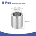 thumbnail image 2 of 8 Pcs Entretoises en Acier Inoxydable 304 3/8 Pouces OD x 1/4 Pouces ID x 1/2 Pouces Longueur(10x7x12mm) Vis Support de Bague Finition Simple Non Filetée Entretoises Rondes en Métal pour Vis M3 Boulons et Tringles, Argent, 2 of 6