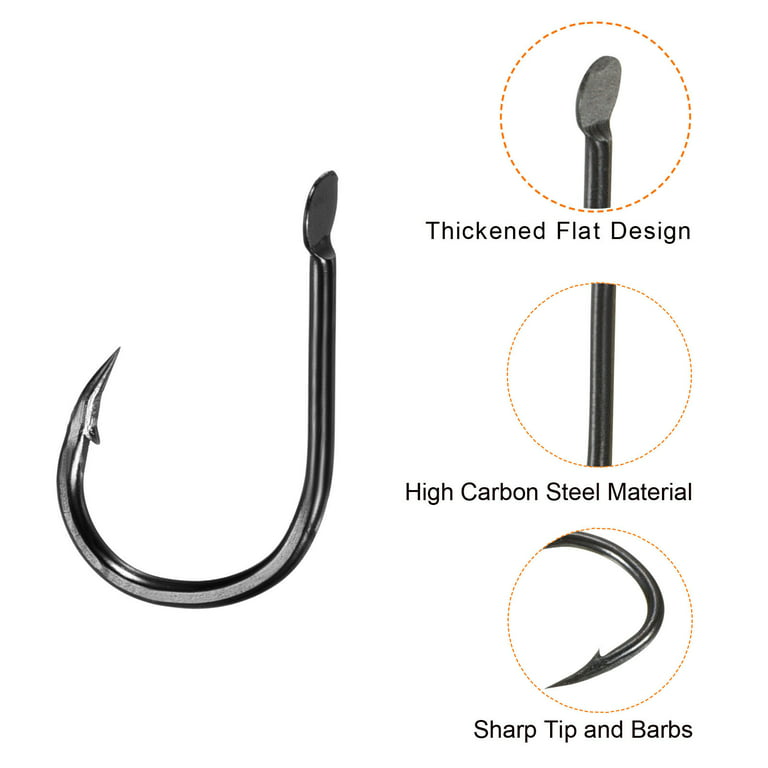 Uxcell 9# 0.39 J Shape High Carbon Steel Claw Fish Catfish Hooks with  Barbs, Black 100 Pack