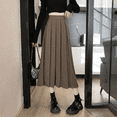 thumbnail image 1 of Falda de estilo coreano de longitud media para otoño/invierno 2022, color café, elegante, adelgazante, versátil, prensada, de línea A para mujer, 1 of 4