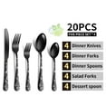 thumbnail image 2 of Bingirl 20pcs Cutlery Set Mirror Finish Smooth Edge Stainless Steel Forks Spoons Set Dishwasher Usable, 2 of 9