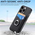 thumbnail image 4 of Carbon Fiber Patterned Case for iPhone 12 Pro Max, Wallet case with [360°Rotation Ring Kickstand] Credit Card Holder,PU Leather Shockproof Cover Women Men For iPhone 12 Pro Max, Black, 4 of 8