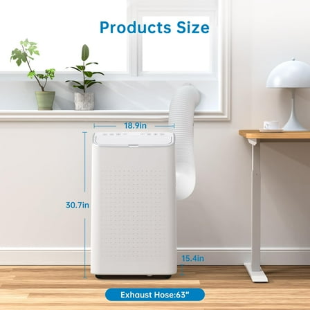 TROPOW 15,000 BTU Portable Air Conditioners, Cools up to 800 Sq.ft, Portable AC Built-in Cool with Dehumidifier and Fan Modes, Remote Control and Installation Kits, < 50dB, White