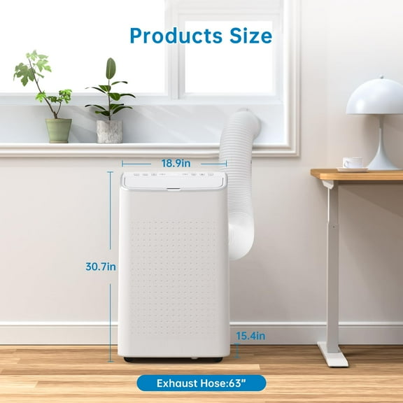 TROPOW 15,000 BTU Portable Air Conditioners, Cools up to 800 Sq.ft, Portable AC Built-in Cool with Dehumidifier and Fan Modes, Remote Control and Installation Kits, < 50dB, White