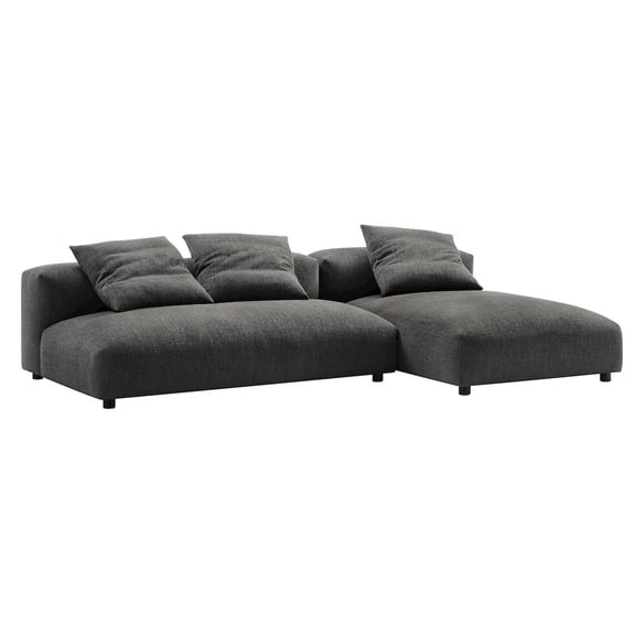 Solace2-Piece Modular Upholstered Fabric Sectional Sofa With Chaise in Charcoal