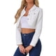 thumbnail image 4 of CHAQUETA DE JEAN CASUAL INSPIRE CHIC PARA MUJER CON CUELLO Y BOTONES DE MANGA LARGA, CROP, COLOR BLANCO, 4 of 6