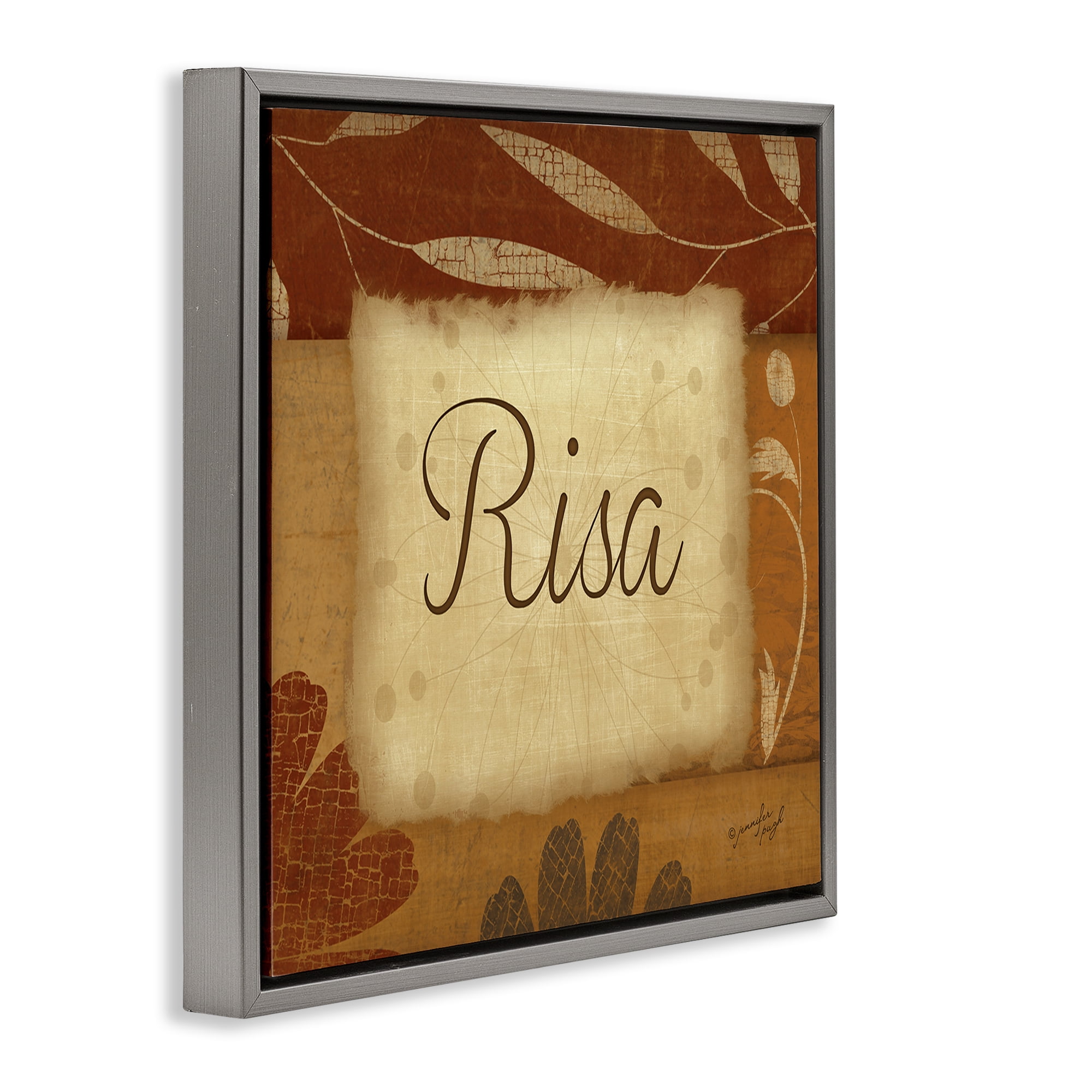 Stupell Industries Risa con Flores Tradicionales Typography and Symbols Painting Gray Floater Framed Art Print Wall Art, 25 x 25