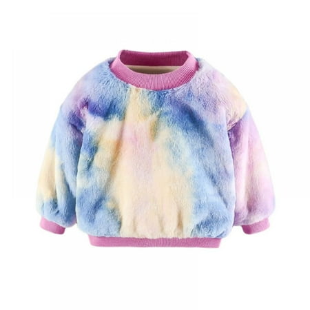 

Girls Clothes Winter Spring Tie-dye Soft Sweater Children Kids Pullover O-Neck Sweater hicken Fleece Sweatshirt Girl Top