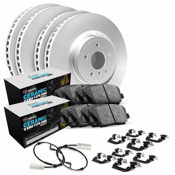 R1 Concepts WDTS2-11826 Front Rear Brakes and Rotors Kit , 4 Brake Rotors, 8 Brake Pads, Hardware kit and Sensor