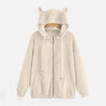 thumbnail image 2 of Fesfesfes Women Hooded Long Sleeve Sweatshirt Warm Bear Shape Fuzzy Hoodie Zipper Sale or Clearance, 2 of 7