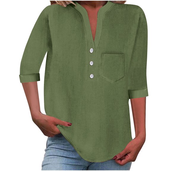 Womens Tops, Women Casual Tops V Neck Short Sleeve Blouses for Women Casual Womens T Shirts Casual Multi Pack Yoga Tops Women Long Length Summer Button Boho Top