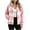 Pink, variant on QIYAGBSA Plaid Jackets for Women Hooded Full Zip Sherpa Fleece Color Block Long Sleeve with Patch Pockets Warm Winter Coats Fall Layer