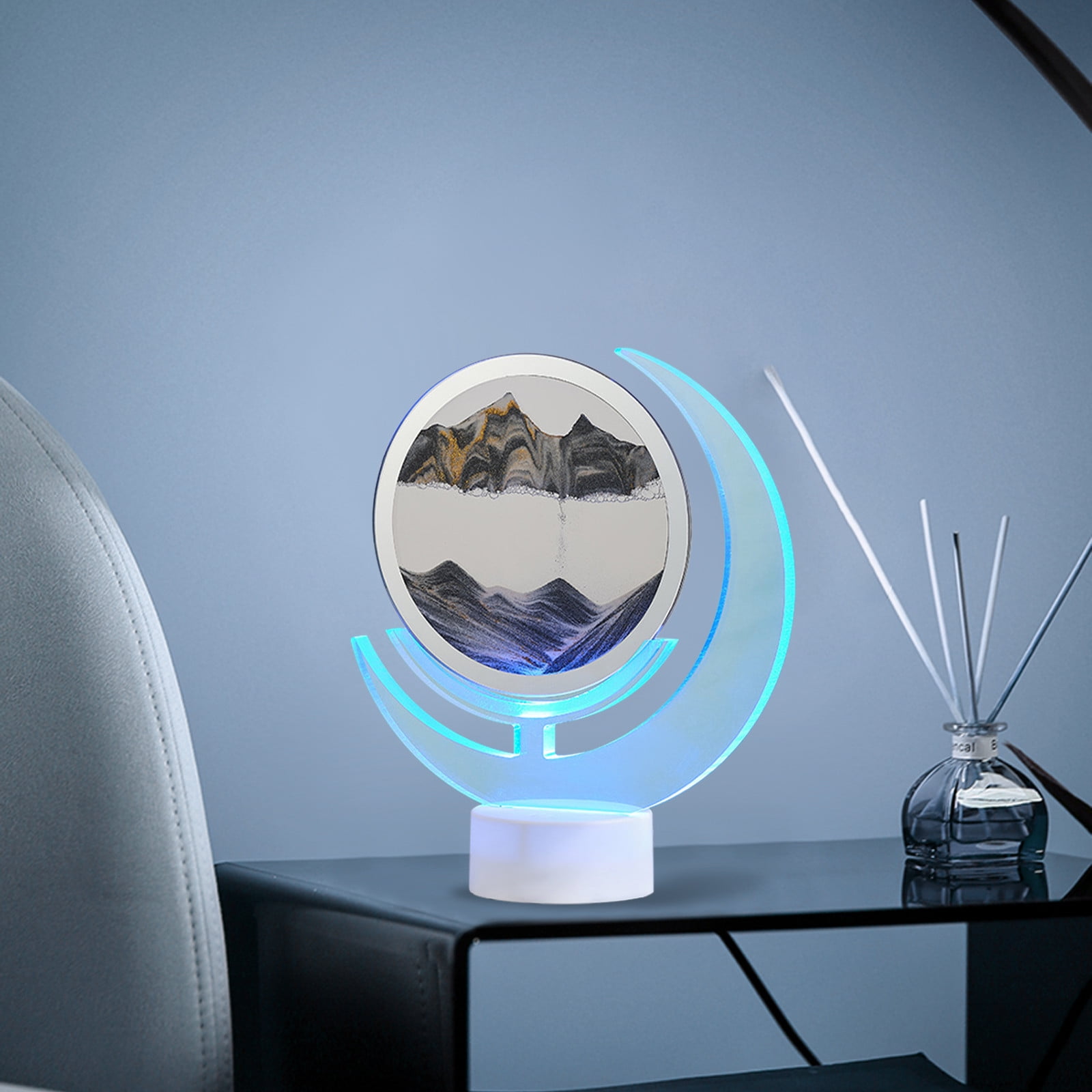 Wovilon Night Light Usb Streaming Sand Painting Night Light, 3D Three-Dimensional Moon Painting, Decorative Home Gifts Bedside Ambient Sand Painting Led Table Lamp(5Ml)