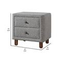 thumbnail image 6 of Benjara Lyno 20" Bedroom Nightstand with 2-Drawers in Gray Boucle Fabric, 6 of 6