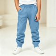 thumbnail image 5 of Boys Cargo Sweatpants Elastic Waist Relaxed Fit Soft Casual Kids Joggers Active Pants Light Blue 8 Years, 5 of 8
