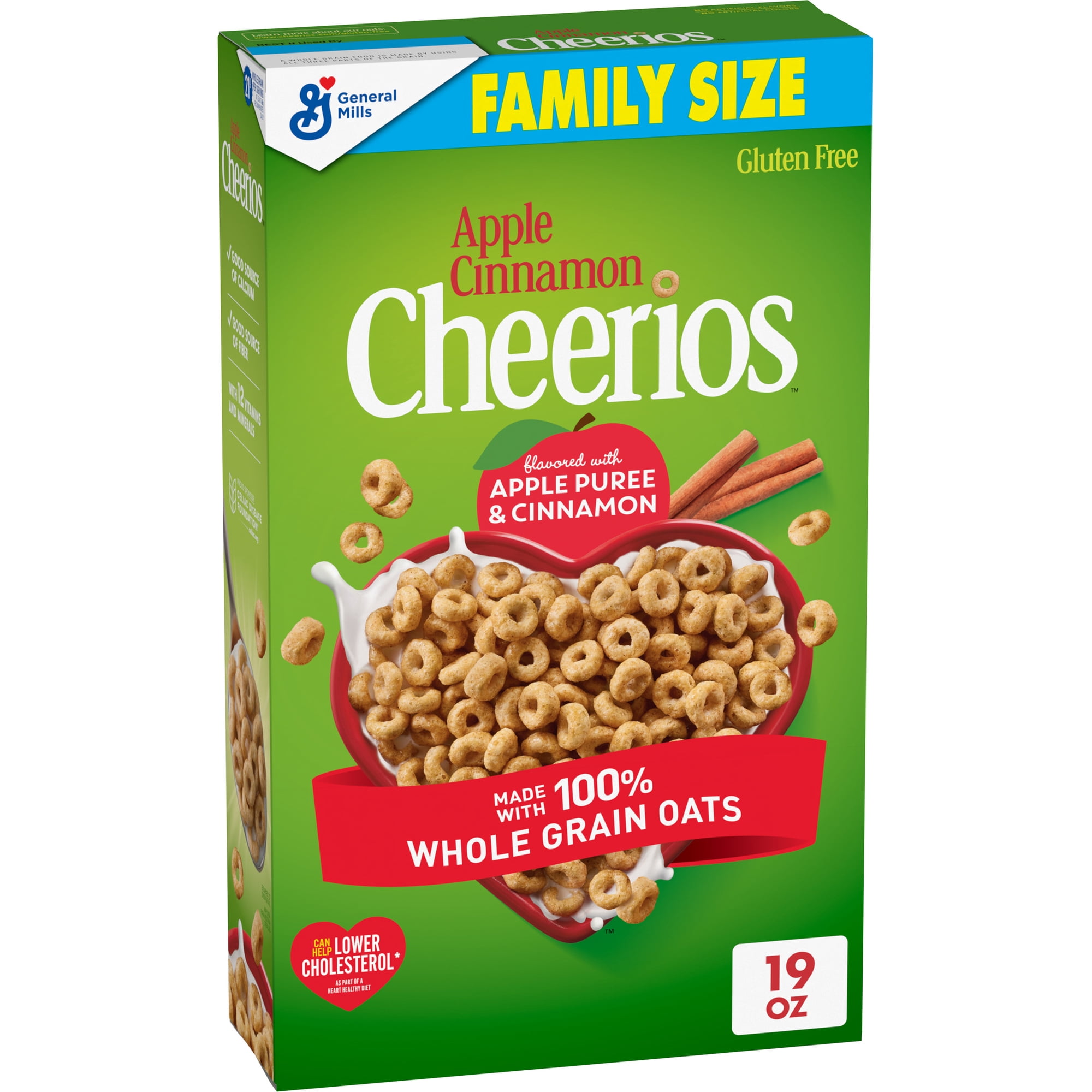 Apple Cinnamon Cheerios, Heart Healthy Gluten Free Cereal, Family Size, 19 oz
