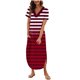 thumbnail image 1 of Vestido de Manga Corta para las Mujeres, Vestido Casual de Cuello en V de Bolsillo de Impresión de Moda Sexy Hecho de Poliéster Ligero para el Verano, Vestido de Verano para las Mujeres, 1 of 6