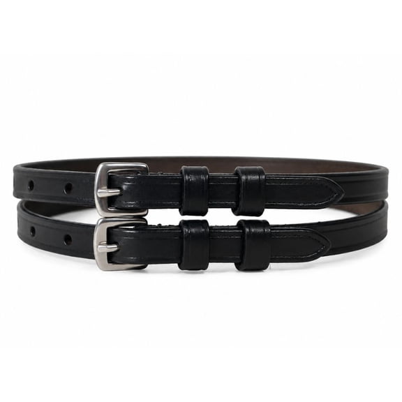 SIE EQUESTRIAN Plain Leather Spur Straps for Horse Riding 20" — Black / 20 in