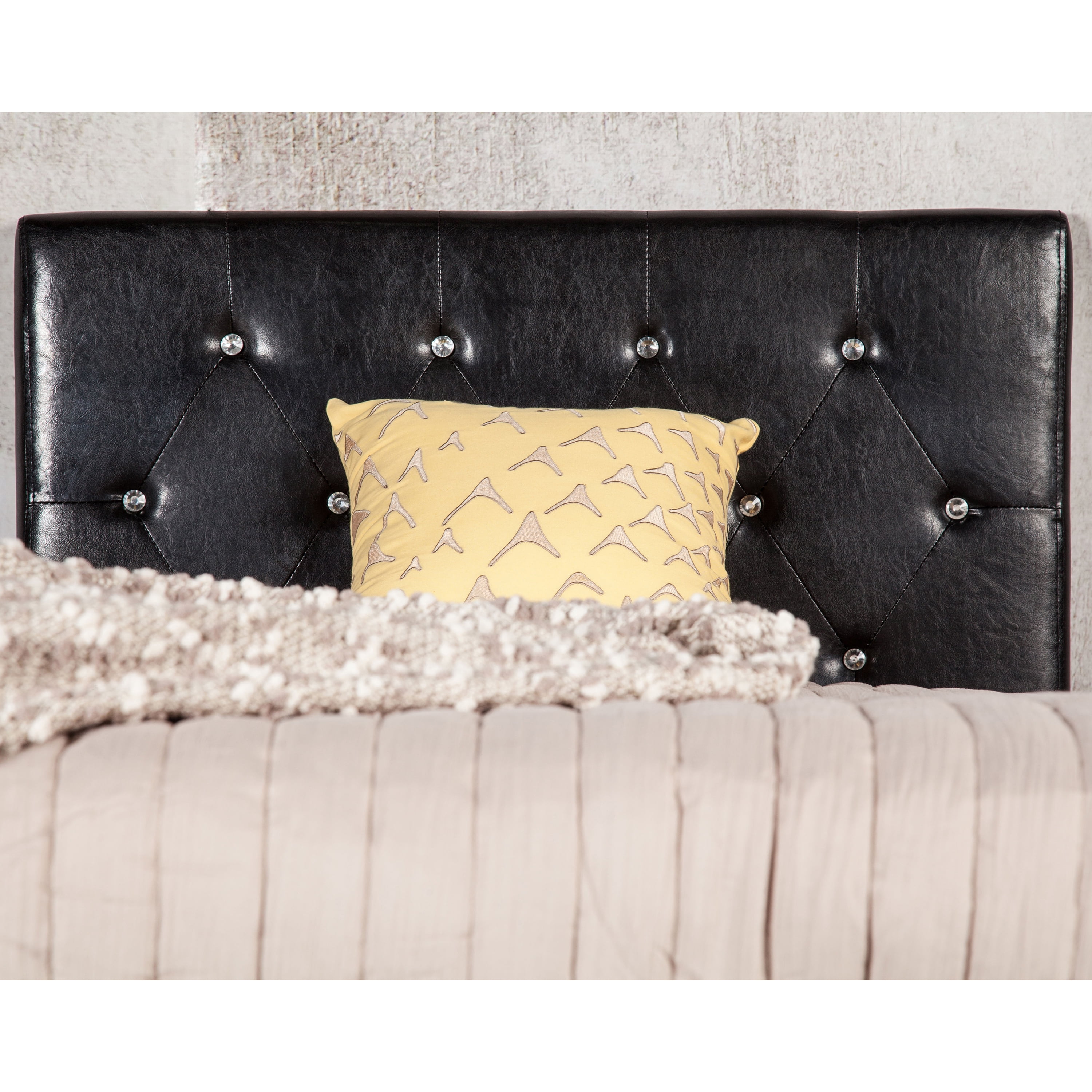 Furniture of America Manizales Tufted Faux Leather Black Twin Kids Headboard