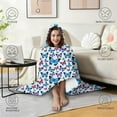 thumbnail image 4 of Wearable Blanket,Lightblue Butterfly Pattern Hooded Wearable Flannel Blanket for Adults & Teens,Winter Poncho Shawl Wrap Cape Cozy Anti-Pill,50"x60", 4 of 5