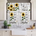 thumbnail image 4 of 3 Piece Kitchen Curtains and Valances Set Sunflowers Cafe Curtains 36 Inch Length Farmhouse Retro Pastoral Floral Wooden Grain Valance & Tier Curtain for Living Room Bedroom Window 54"x18"+27"x36"*2, 4 of 6