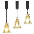thumbnail image 1 of FSLiving Mini Adjustable Height Halo Track Light Pendants, 3.2 Ft Cord, H-Type Track Mount Retro Clear Water Ripple Glass Shade Antique Brass Socket for Kitchen Island, Sloped Vaulted Ceiling, 1 of 9