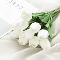 thumbnail image 1 of 10 piezas de flores artificiales tulipanes flores de seda 13 para Navidad hogar decoraciones blanco MACHAO, 1 of 5