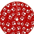 thumbnail image 6 of Hariumiu Lace-up Christmas Tree Skirt 90cm Christmas Tree Skirt Fringed Santa Claus Snowflake Tree Stocking Gift Box Print Lace-up Holiday Indoor Decoration, 6 of 7