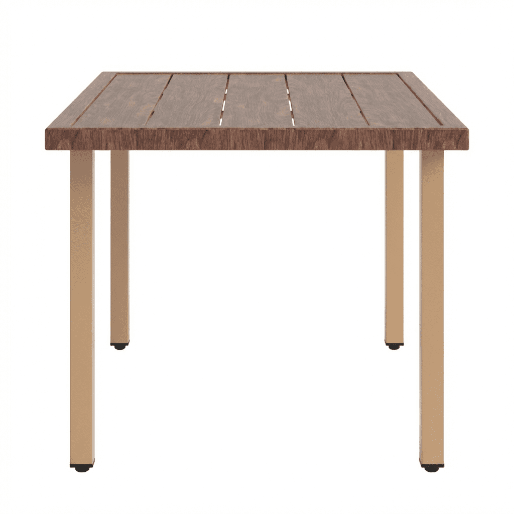 NestNook Outdoor Coffee Table, Rectangular Patio Table with Wood-Grain Top and Metal Frame for Garden, Deck, Balcony