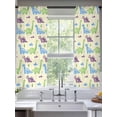 thumbnail image 2 of Dinosaur Sheer Curtains 2 Panels Set Cartoon Green Blue Purple Animal Small Mountain Farm Beige Sheer Window Curtains Light Filtering Rod Pocket Voile Drapes for Bedroom Living Room 52"X72", 2 of 9