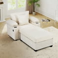 thumbnail image 2 of KINFFICT Accent Chair with Ottoman, Indoor Chaise Lounge with USB and Storage, Cozy Living Room Lounge Chair, Beige Chenille, 2 of 8