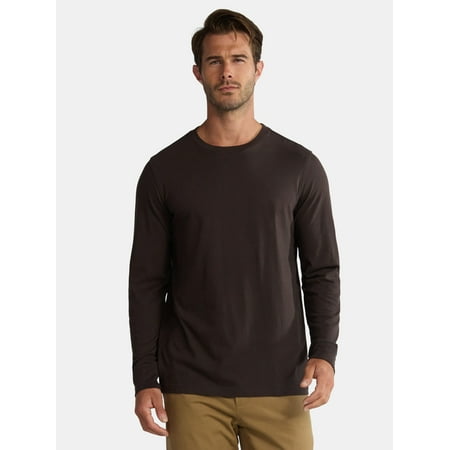 George Men's & Big Men's Cotton Crewneck T-Shirt with Long Sleeves, Size XS-3XL