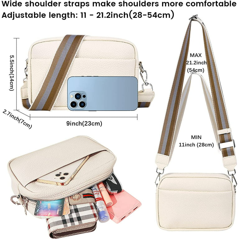 Crossbody Bag for Women, Small Leather Camera Purse Thick Strap