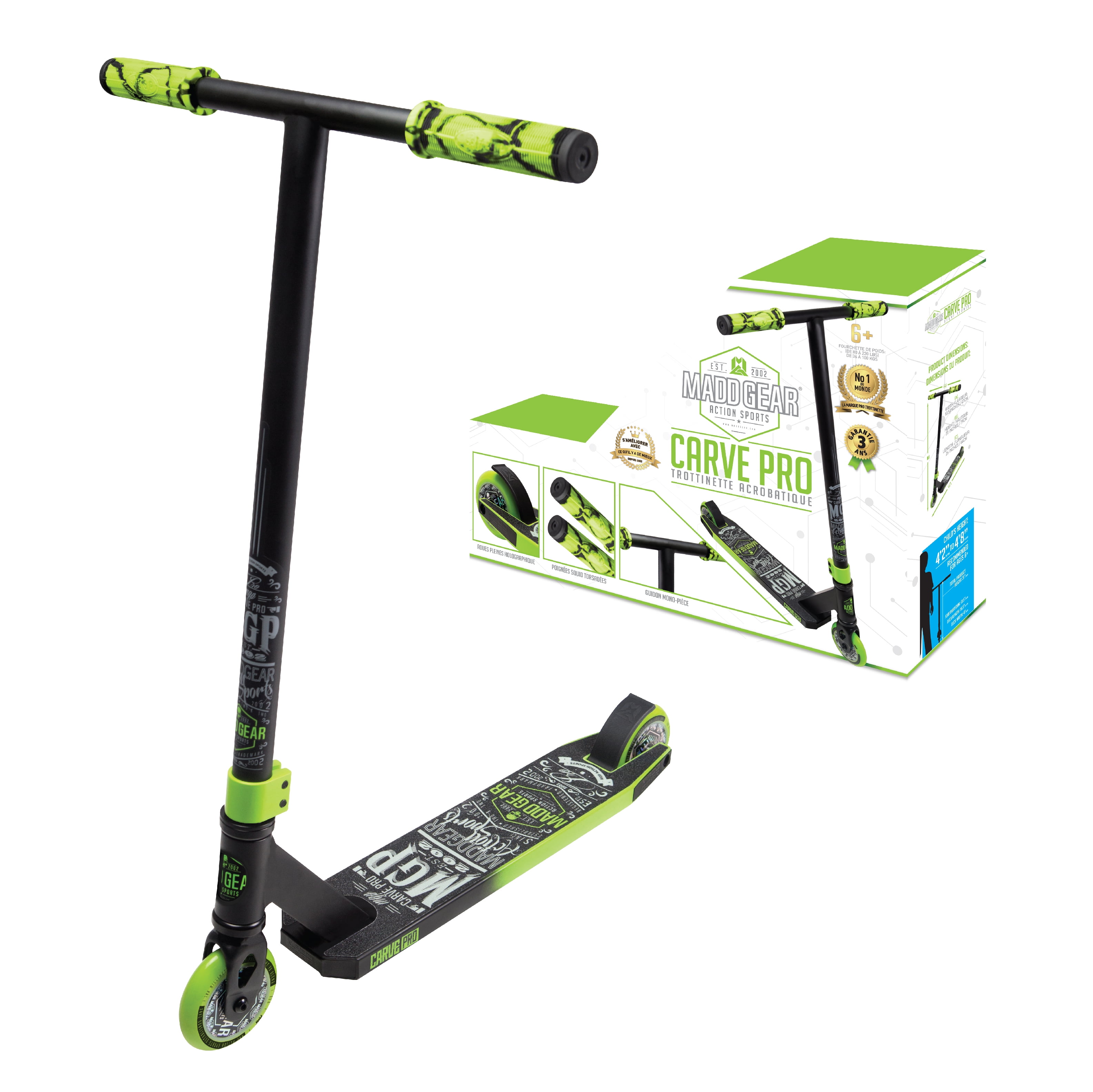 MADD GEAR CARVE PRO Black Green Suits Boys & Girls Ages 6+ Max