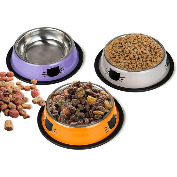 Dww-lot De 3 Bols Pour Chat, Bols Pour Chat En Acier Inoxydable, Mangeoires Et Abreuvoirs Pour Chats, Chiots, Hamsters, Lapins, Petits Animaux