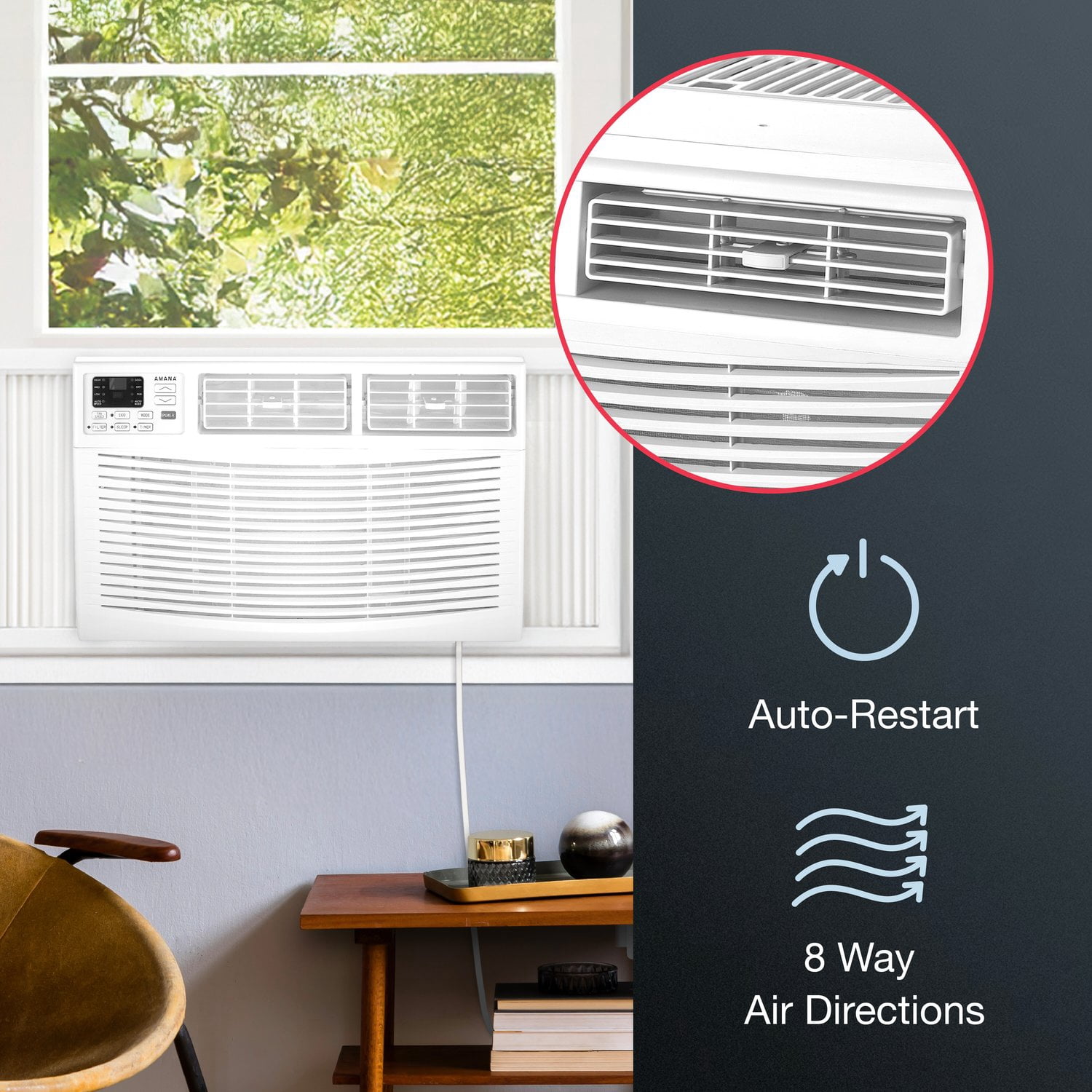 Amana 18,000 BTU 230V Window-Mounted Air Conditioner with Remote Control, AMAP182CW