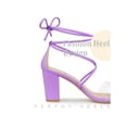 thumbnail image 3 of BLISSFUL STEP Women Lace Up Clear Strap Block Heels Sandals Lavender 10, 3 of 5