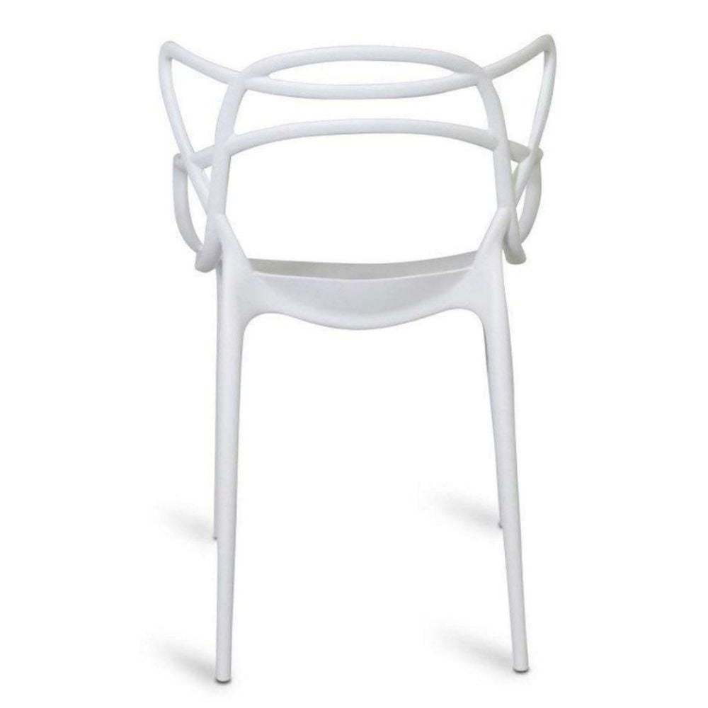 Master Style Plastic Chair Modern Mid Century, Indoor Outdoor Chair Patio Chair Kitchen Chair 18 Inch Seat Height Restaurant Chair Plastic Stackable Chair Side Bar Chair in White Set 4