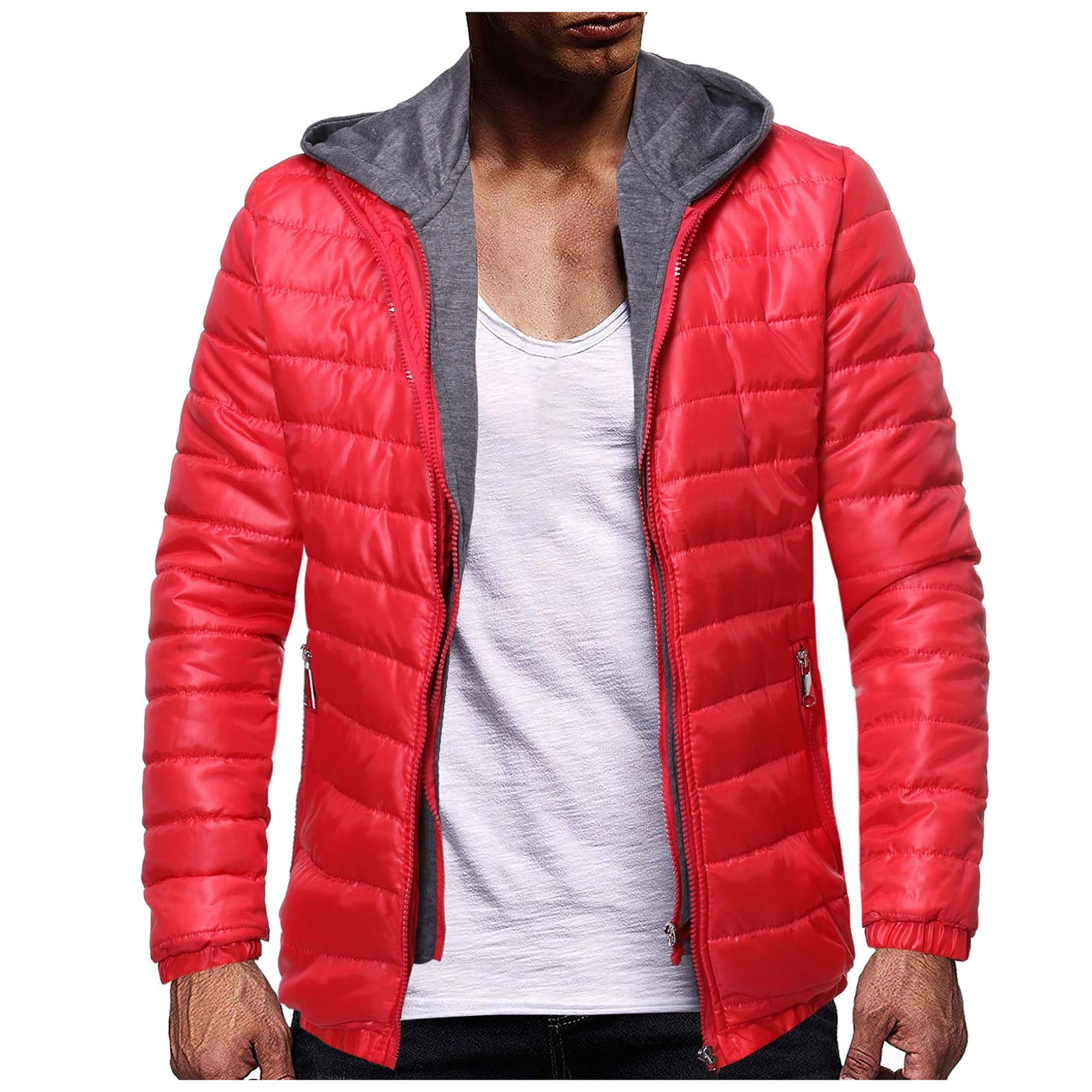HAOTAGS Men's Puffer Jacket Outdoor Hooded Padded Coat Warm Puffer