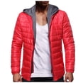 thumbnail image 2 of Chaqueta de algodón negro casual de color sólido con cuello con capucha y cremallera para jóvenes Pompotops oipoqjl20238, 2 of 9