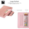 thumbnail image 2 of iPad 10.2" Case, iPad 7th Generation Case, Allytech Glitter Shockproof PU Leather Premium PU Leather Document Pocket Auto Sleep Wake Multi Angle Stand Protection Cover for Apple iPad 10.2",Rosegold, 2 of 8