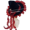 thumbnail image 3 of Handmade Witch Hat, Elevates Gothic Costume with Ruffled Bow, Wizard Accessory, Delicate Pearl Details and Soft Comfortable Fabric for Halloween Party, Gothic Photoshoot, and Carnival Dress-Up., 3 of 6