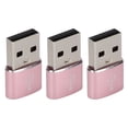 thumbnail image 2 of Adaptador USB 2.0 macho a tipo C hembra (paquete de 3) para disco U, adaptador USB a tipo C de metal para portátil y teléfono móvil (rosa), 2 of 14