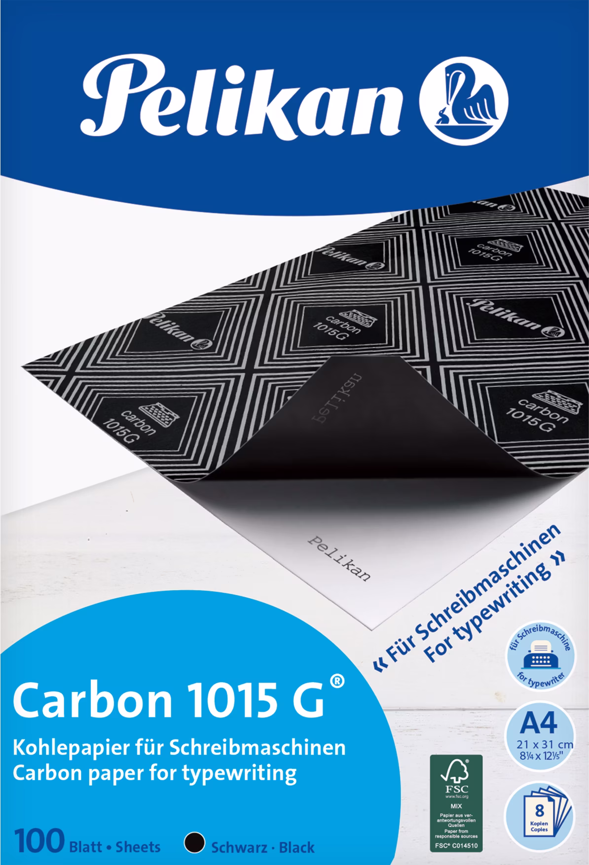 Pelikan A4 Carbon Paper 1015 G, 100 Sheets for Typewriting and Office Use